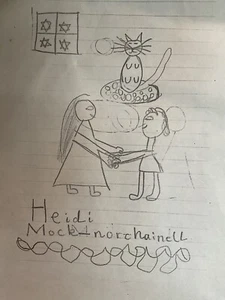 Vintage Jewish Childs Peace Pencil Drawing, Peace, Anti War Pacifism - Picture 1 of 2