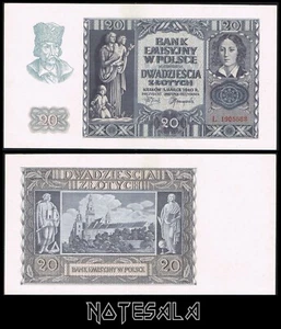 POLAND 20 Zlotych 1940 Pick-95 UNC-  S/N L 1905568 - Picture 1 of 1