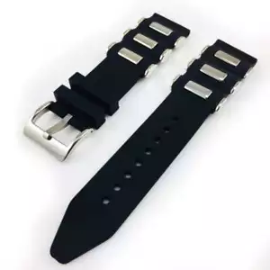 Black Rubber Silicone Bullets Style Replacement Watch Band Strap SS Buckle #4059 - Picture 1 of 32
