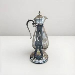 Brocca vintage Sheridan Silver Co. in vetro placcato argento con supporto versatore - Foto 1 di 9