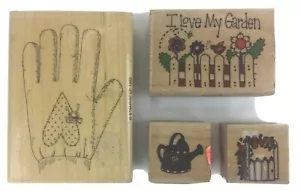 Stampin Up 4er Set Gummistempel Gartentor Handschuh Wasserkanne I Love My Garden - Bild 1 von 6