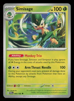 Simisage SV04: Paradox Rift #005/182 Uncommon Pokemon Card - Image 1 of 2