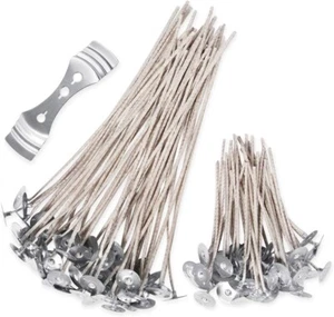 Candle Wicks,SMALUCK 100 Pcs Organic Soy Pre Waxed Cotton Candle Wick 20cm &10cm - Picture 1 of 7