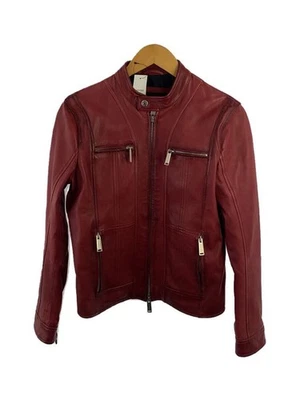 DSQUARED2 RIDER JACKET SINGLE 46 SHEEP LEATHER RED SOLID COLORING S74AM0672 - Image 1 of 4
