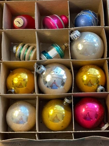 12 Vintage Konvolut Glas Weihnachtsschmuck massiv Glocke MCM glänzend Brite - Bild 1 von 9