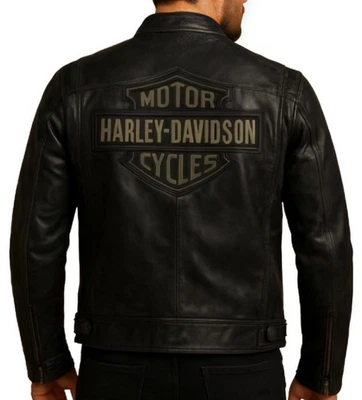 Retro II Distressed Motorcycle Jet Black Passing Link Leather Biker Jacket Men's - Image 1 of 3