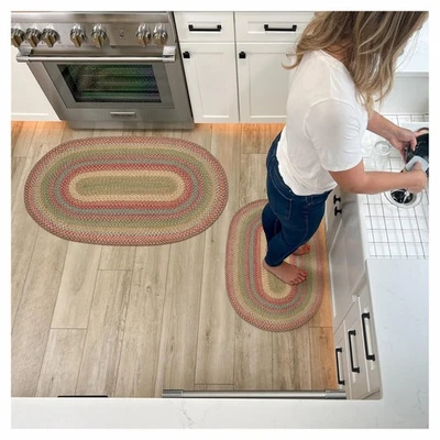 Azalea Multi Color Braided Oval Rug, Jute, 20x30 - Perfect Country Primitive ... - Image 1 of 4