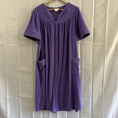 De Colección Anthony Richards Mujer 1X Bata de Terrycloth Casa Abrigo Mumu Púrpura Cremallera Completa Foto 1 de 4