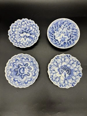 Williams Sonoma AERIN Fairfield Melamina Grande Dip Bowls Juego de 4 Azul Blanco Foto 1 de 4