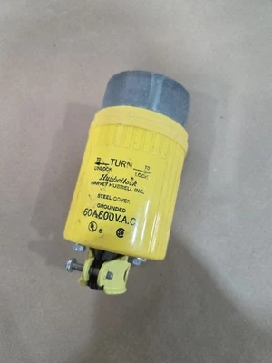 Hubbell HBL26419 60A 600V 3 Pole 4 Wire Power Plug - (works W/ Hbl26418) - Image 1 of 4