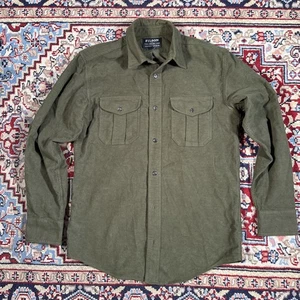 Filson Moleskin Shirt Mens Small Long Sleeve Button Down Olive Green - Picture 1 of 7