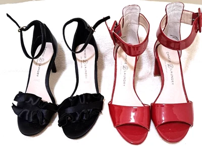 LOTE de DOS pares de zapatos de lavandería chinos para mujer talla 7,5 punta abierta de cuero Foto 1 de 4