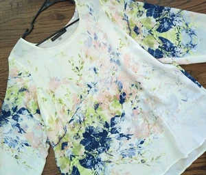 Rose & Olive Damen 2X All Over Blumen 3/4 Arm Tunika Top fließend locker Boho - Bild 1 von 10