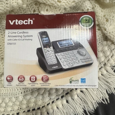 Новая 2-линейная беспроводная телефонная система VTech DS6151 с расширяемой гарнитурой для ответа - Изображение 1 из 4