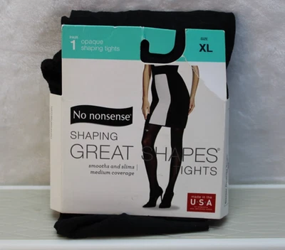 Black "No Nonsense" Great Shapes OPAQUE SHAPING Tights Women's XL - Image 1 of 3