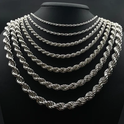 Твердый бриллиант огранки веревки 925 пробы цепочка ожерелье браслет шикарный подарок - Изображение 1 из 4