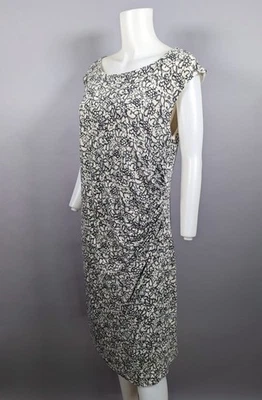 LOFT Maternity Dress Sleeveless Black Cream Floral Ruched Stretch Knit Large LM - Image 1 of 4
