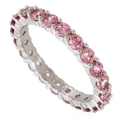 Swarovski Rhodium Plated Pink Round Cut Matrix Ring - Image 1 of 4