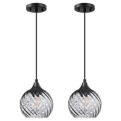1 Luz Isla de Cocina Colgante Luz 6.3" Sobre Fregadero Granja Negro F... Foto 1 de 4