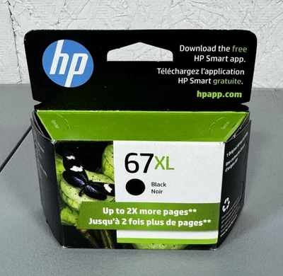 Genuine OEM HP 67XL Black Ink Cartridge 3YM57AN High Yield - New Sealed 06/2027 - Image 1 of 4