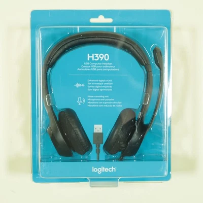 Logitech H390 USB Wired Headset On-Ear with Noise Cancelling Mic New Sealed - Image 1 of 4