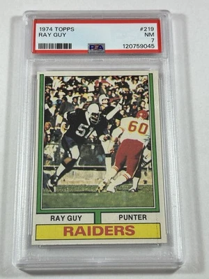 1974 Topps Ray Guy Rookie RC PSA 7 HOF  - Image 1 of 2