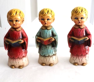 3 Vintage Christmas Choir Boys Papier Mâché Japan 7 1/2" Figurines Made in Japan - Picture 1 of 9