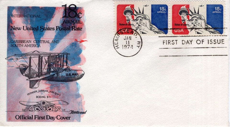 NEW U.S. POSTAL RATE - 18 CENT AIR MAIL STAMP  - 1974 - FW169 - Image 1 of 1