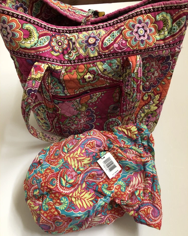 Bolsa de pañales Vera Bradley Stroll Around para bebé Sunburst floral rosa azul grande Foto 1 de 1