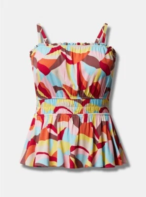 Camisa sin mangas 4x Peplum Torrid 4 26 colorida blusa cuello cuadrado cami abstracto mujer Foto 1 de 4