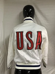 Vintage Deadstock 1992 Nike USA Summer Olympic White Bomber Jacket Medium Rare - Picture 1 of 15