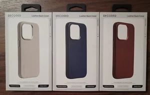 Coque arrière en cuir DECODED pour iPhone 15 Pro (3 couleurs : argile, véritable marine et marron) - Photo 1 sur 14