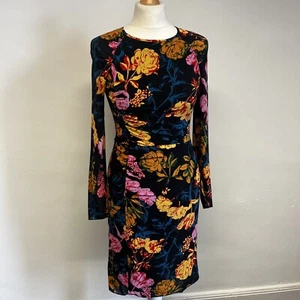 Whistles Dress Size 8 Digital Bloom Floral Silk Mix Bodycon Ruched RRP £169 New - Picture 1 of 11
