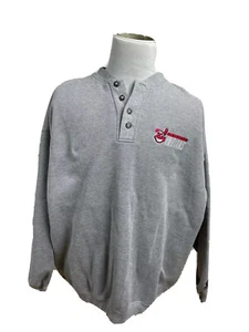 Vtg Starter Cleveland Indians 1/4 Button Sweater Chief Wahoo Pullover Fleece XL - Picture 1 of 8