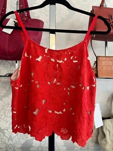 Alice + Olivia rot Mohn Spitze Camisole Top Stil #C602034417 Größe 8 $ 245 Neu mit Etikett - Bild 1 von 9