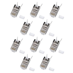 10Pcs Network Connectors RJ45 Cat7 Shield FTP 1.45mm 8P8C Plugs - Afbeelding 1 van 7