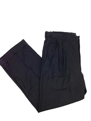 $145 Bloomingdales Men Classic Fit Trousers Black Pleated Dress Pants 34w - Image 1 of 4