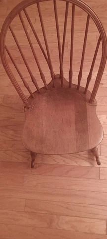 Vintage Antique Child’s Nichols & Stone Co. Rocking Chair with White Cushion Cover