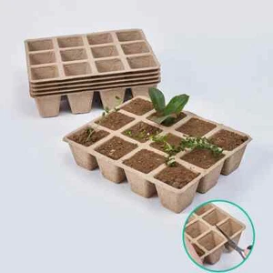 5Pcs 12-Hole Plant Nursery Tray Pulp Biodegradable Gardening Sowing Seed Planter - Picture 1 of 8