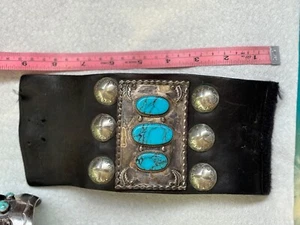 vintage Navajo ketoh (bow guard) genuine silver and turquoise - Picture 1 of 6