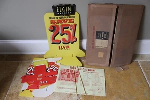 Vintage 1957 NOS Elgin Watch Store Display Trade N Save Advertising Sign banner - Picture 1 of 6