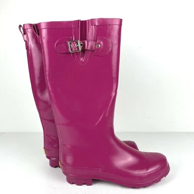 Botas de chuva femininas Western Chief tamanho 8 rosa sapatos clássicos com fivela - Imagem 1 de 4