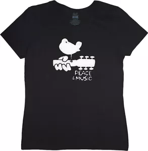 Ladies t-shirt Woodstock peace and music guitar women's size tee shirt - Picture 1 of 1