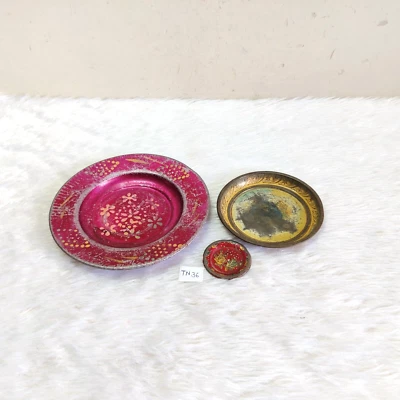 1950s Vintage Beautiful Floral Design Tin Tray Decorative Collectible 3Pcs TN36 - Image 1 of 4