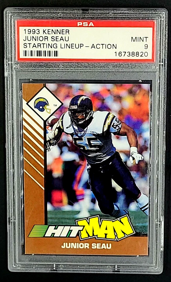 1993 Kenner Starting Lineup Junior Seau Action SLU HOF PSA 9 Mint *Only 4 Higher - Image 1 of 4