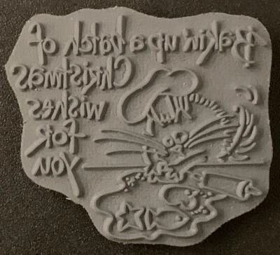 Stampendous Fluffles Cat Baking Up A Batch Of Christmas Wishes... резиновый штамп - Изображение 1 из 2