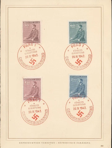 Bohemia Moravia 1942 Hitler Birthday stamps Used on card (KRA459 Cover
