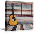 Canvas Prints - Guitar and Picture Frame in Vintage Wood room - 16" x 16"