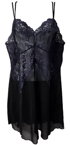 Wacoal Lace Lingerie Babydoll Dress 2XL 18 20 Plus Black Blue Floral Sexy Nighty - Picture 1 of 9