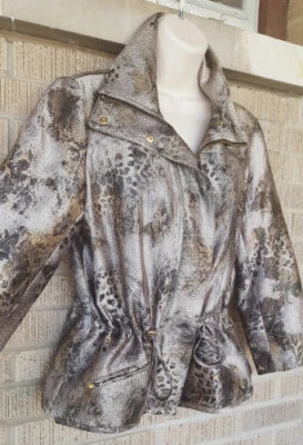 Chaqueta Sharp Cool Rafaella 10 Cheetah Brillo Cintura Abrigo Animal Foto 1 de 4